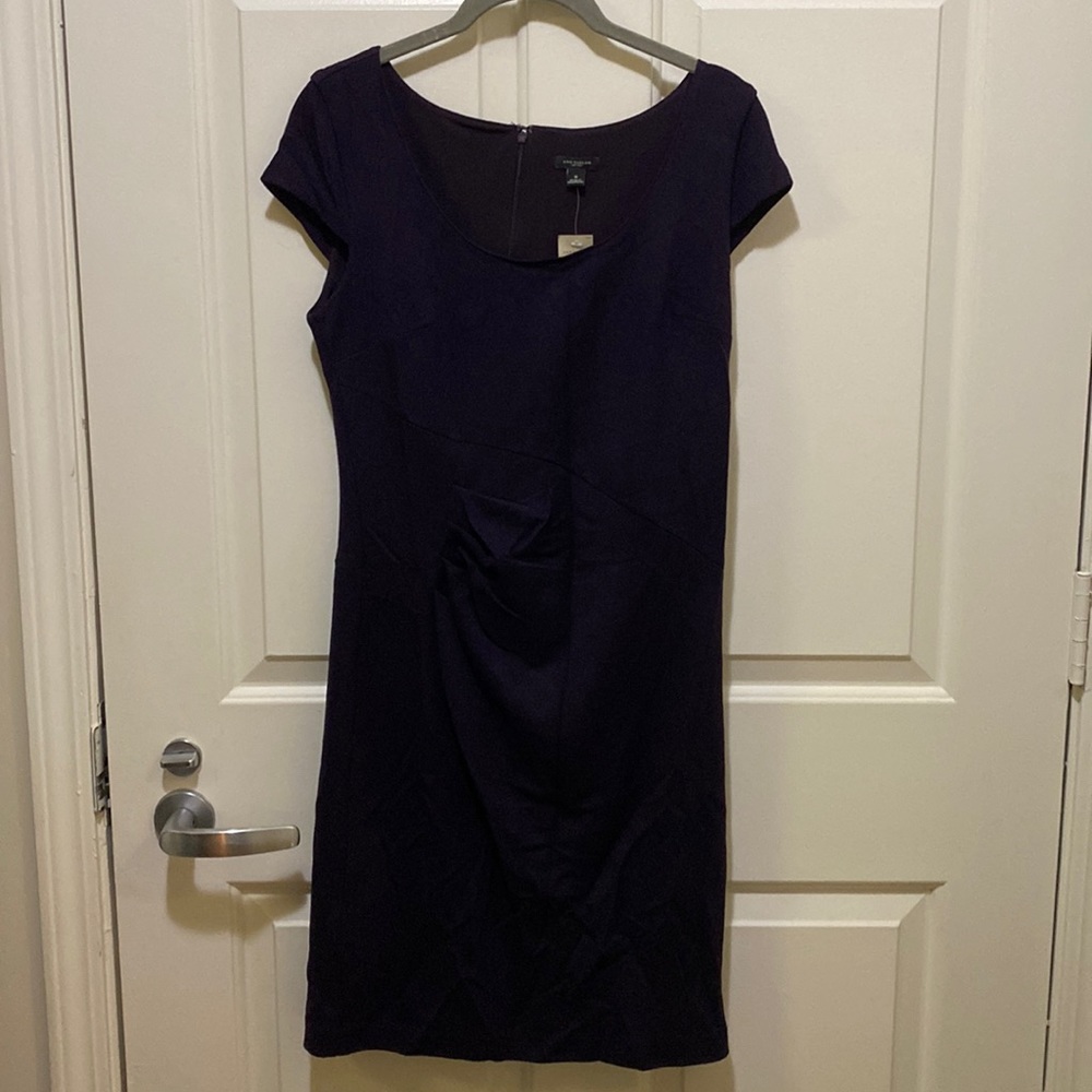 NWT Ann Taylor Dark Purple Knit Sheath Style Dress